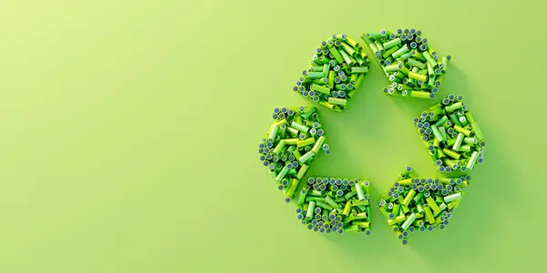 Recycle symbol made by infinite plastic bottles; original 3d rendering illustration