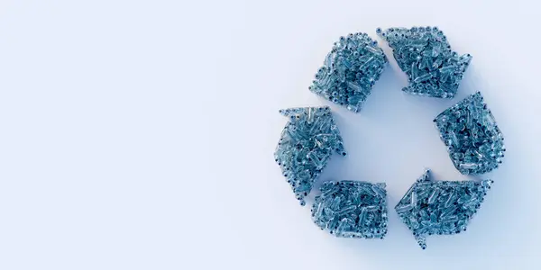 Recycle Symbol Made Infinite Plastic Bottles Original Rendering Illustration lizenzfreie Stockfotos