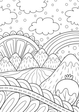 Zen karmaşası soyut arkaplan çizimi, rahatlama ve meditasyon için çizgi sanatı resmi.