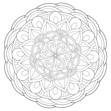 A zen tangle mandala image for relaxation and meditation, line art style, symbol of religion. clipart