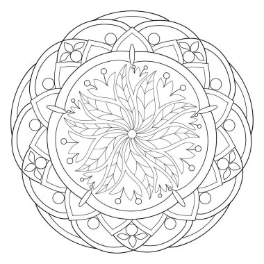 A zen tangle mandala image for relaxation and meditation, line art style, symbol of religion. clipart