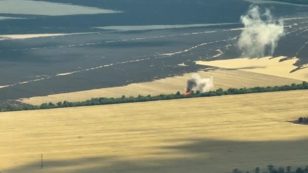 Hořící Pole Chersonské Oblasti2022 Válka Ukrajině Vysoce Kvalitní Záběry — Stock video