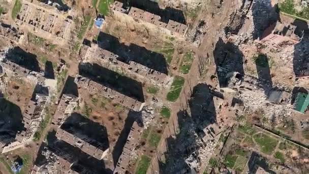Cidade Destruída Durante Guerra Avião Verão Fotos Diurnas — Vídeo de Stock