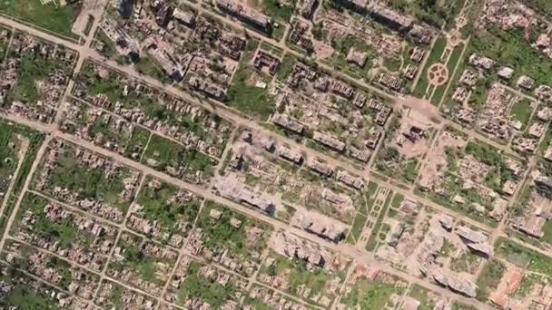 城市在战争中被毁 飞机夏季日间摄影 — 图库视频影像