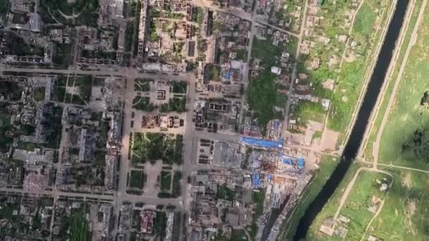 城市在战争中被毁 飞机夏季日间摄影 — 图库视频影像