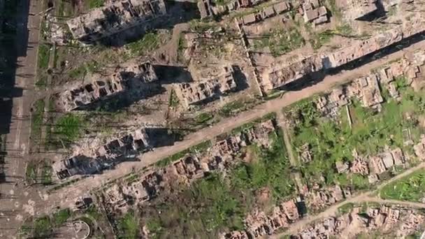 Miasto Zniszczone Podczas Wojny Samolot Lato Fotografia Dzienna — Wideo stockowe