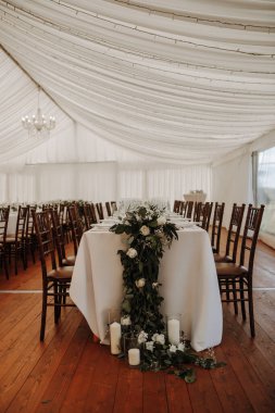 Wedding decoration with flowers in beautiful place