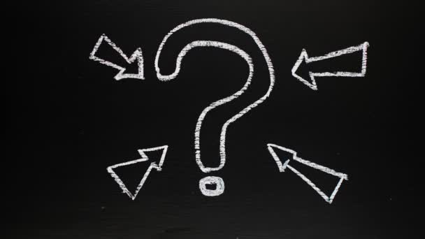 Question Mark Black Board Arrows Pointing Question Mark Multicolored Lights — Stock Video