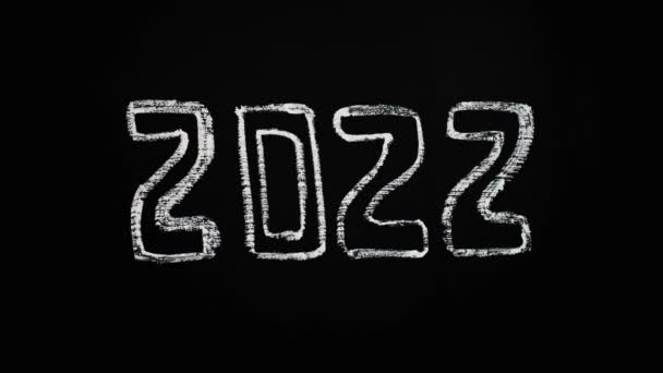 2024 Happy New Year White Chalk Blackboard 2020 2021 2022 — Stock Video
