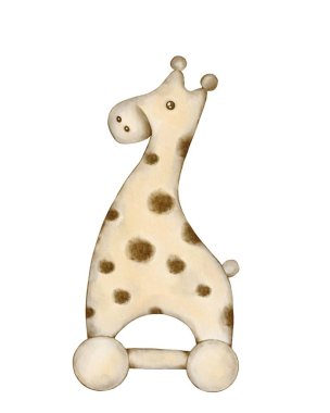 Çekici bir tasarımı ve yumuşak renkleri olan çocuklar için tuhaf zürafa oyuncağı