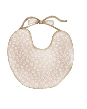 Cute patterned baby bib with a tied neck design and soft colors for feeding time