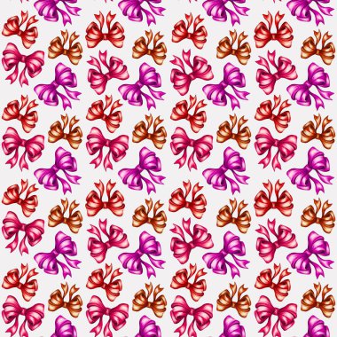 Yumuşak bej arkaplanda dekoratif yayların renkli yinelenen deseni