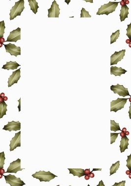 Bayram davetiyeleri için harika yapraklar ve böğürtlenler içeren dekoratif sınır.
