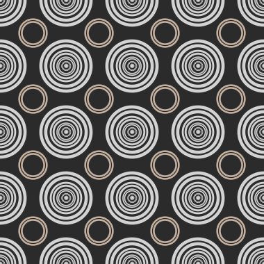 Çemberler koyu arkaplan üzerinde zıt renkler olan pürüzsüz bir desen dizaynı oluşturur