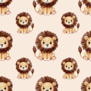 Parlak suluboya yumuşak bir arka planda sevimli aslanları gösteriyor..