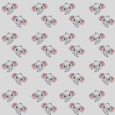 Neşeli suluboya filler neşe dolu, tuhaf ve büyüleyici bir desen oluştururlar..