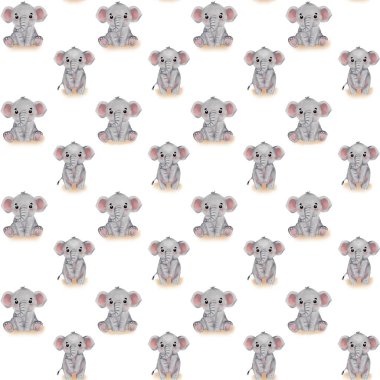 Çoklu suluboya filler temiz beyaz bir arkaplan üzerine dizilmiştir..