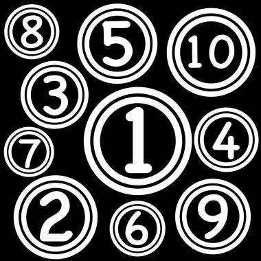 Birden ona kadar çeşitli stilize sayılar sanatsal olarak siyah bir arkaplan karşısında dizilmiş, yaratıcılığı sergiliyor.