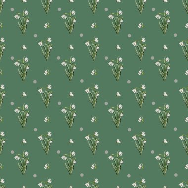 Hassas kar damlaları ve çiçek motifleri, paketleme projeleri ve tekstil tasarımları için kusursuz bir desen oluşturur..