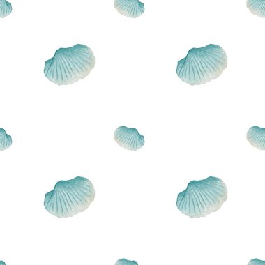 Delicate watercolor shells in a seamless pattern create a perfect design for textiles and wrapping paper. clipart