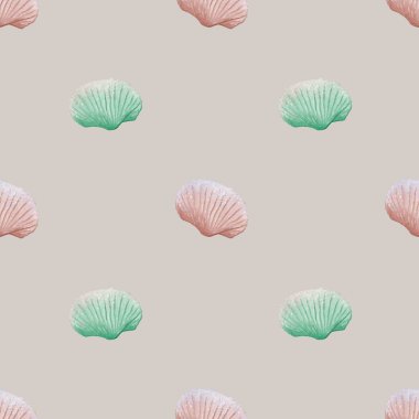 Yumuşak renklerdeki suluboya kabuklar çeşitli uygulamalar için zarif ve pürüzsüz bir tekstil tasarımı yaratır.