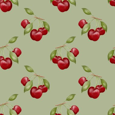 Yumuşak suluboya renklerde harika kiraz tasarımı kumaş, ambalaj ve el işi projeleri için mükemmel..