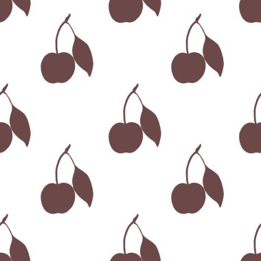 Kirazlar ve yapraklar içeren büyüleyici bir suluboya deseni tekstil ve ambalaj projeleri için ideal.