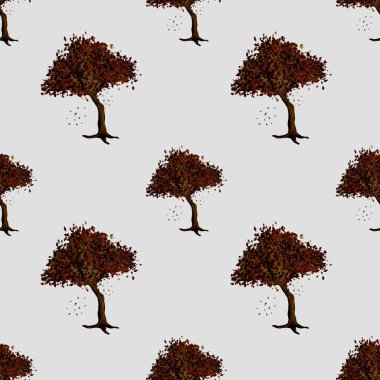 Kalıp, kumaş veya ambalaj kağıdı tasarımları için ideal, desenli yapraklı canlı ağaçlara sahiptir.