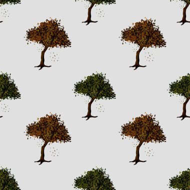 Renkli ağaçlar tekstil, ambalaj ve dekoratif projeler için tekrarlanan bir kalıp oluşturur.
