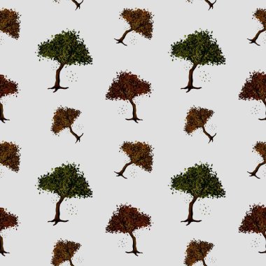 Bu tasarım, kumaş için ideal, açık arkaplan üzerinde toprak renklerinde, pürüzsüz bir ağaç deseni içerir..