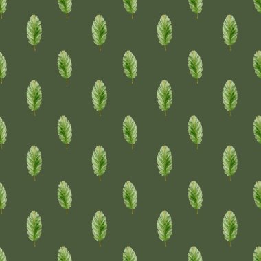 Yinelenen tasarım, zengin, koyu bir zemin üzerinde canlı yeşil yapraklar içeriyor, tekstil ve ambalaj için mükemmel..