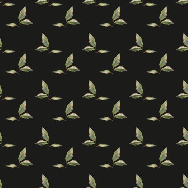 Bu tasarım, kumaşlar için mükemmel olan koyu arkaplana karşı sonsuz sayıda hassas manolya yaprakları sergiliyor..