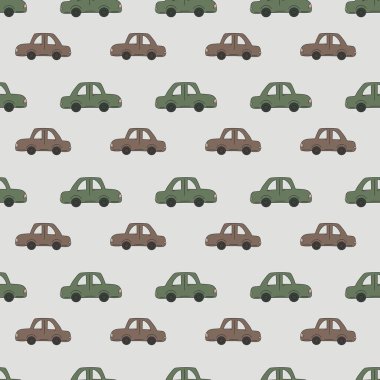 Yumuşak suluboya tonlarda el boyalı arabaların yer aldığı tuhaf bir tasarım, bebek tekstil ürünleri veya ambalaj kağıdı için mükemmel..