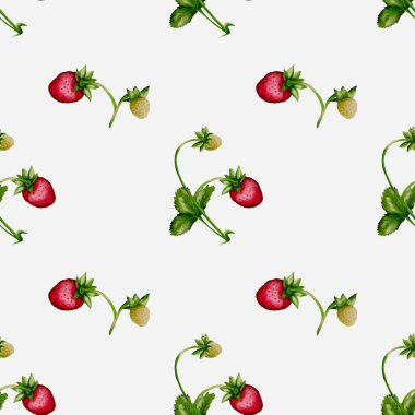 Canlı suluboya çilekler kumaş, duvar kağıdı ya da ambalaj kağıdı tasarımları için uygun kusursuz bir desen oluşturur..