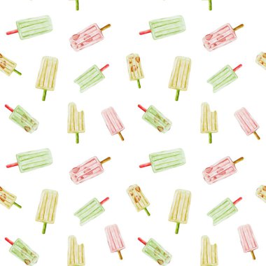 Tuhaf suluboya şekerlemeler kumaş, ambalaj ve duvar kağıdı tasarımları için eğlenceli ve eğlenceli bir model oluşturur..