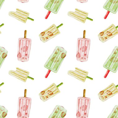 Bu canlı tasarım, çeşitli renk ve stillerde, kumaş için mükemmel, kusursuz bir dondurma şekerlemesi düzenini içeriyor..