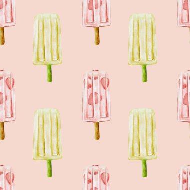 Pastel renklerde suluboya buzlu şekerlerin hoş, pürüzsüz deseni, kumaş ve duvar kağıdı kullanımı için mükemmel..