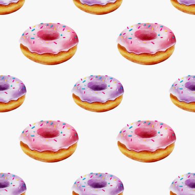 Bu canlı çörek deseni çeşitli pastel renkler ve serpintiler içerir, tekstil, ambalaj ve duvar kağıdı için idealdir..
