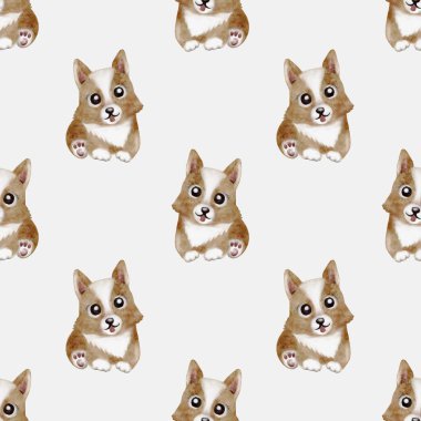 Oyuncu Corgi çizimleri kumaş, duvar kağıdı ve dekoratif amaçlar için uygun büyüleyici bir desen oluşturur..