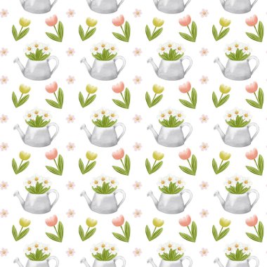 Papatya ve lalelerle dolu, tekstil ve ambalaj uygulamaları için mükemmel çiçek desenleri..