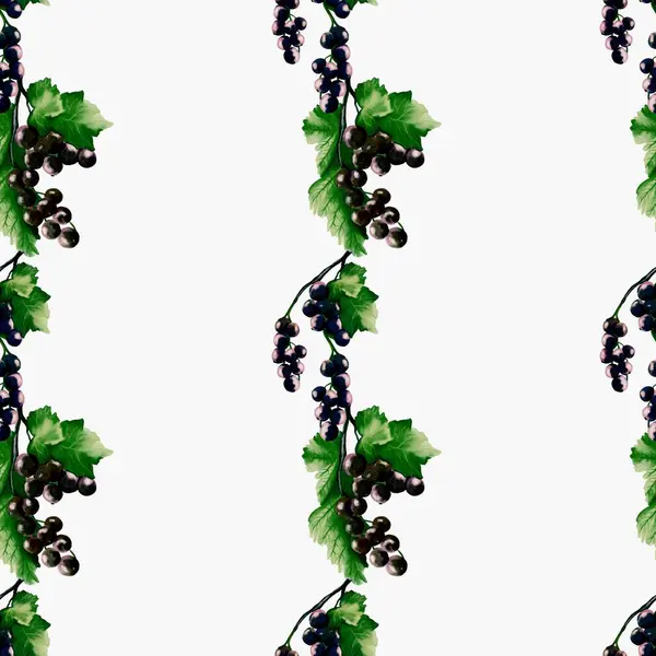 Yemyeşil yapraklı narin kuşüzümü kumaş ve ambalaj için ideal kusursuz bir suluboya deseni oluşturur..