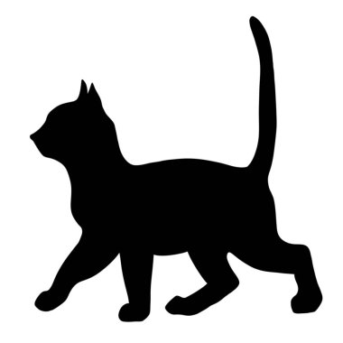 Bu tasarım, çeşitli tekstil uygulamalarında pürüzsüz desenler için uygun bir siyah kedi silueti yürüyüşünü içerir..
