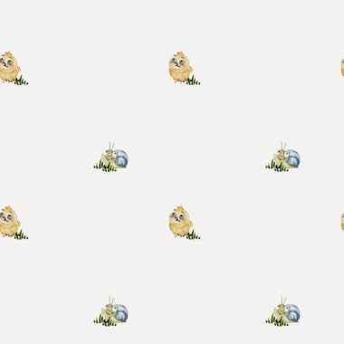 Kumaş ve ambalaj kağıtları için tasarlanmış kazlar ve otlar içeren renkli suluboya desenleri, çeşitli projeler için ideal.