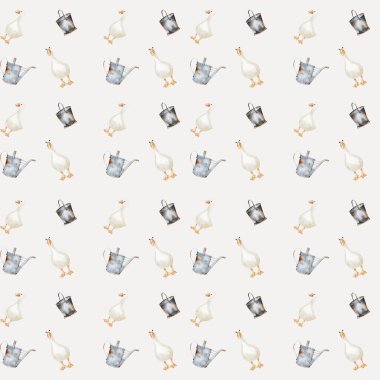 Bu canlı desen, kumaş, ambalaj ya da duvar kağıdı tasarımları için ideal, neşeli kazlar ve su kutuları içerir..