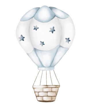 Yumuşak renklere ve yıldız desenlerine sahip hassas sıcak hava balonu sarma ve tekstil tasarımı için mükemmel..