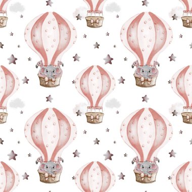 Filli ve yıldızlı pembe balonlar sergilenen neşeli tasarım, kumaş veya duvar kağıdı uygulamaları için mükemmel..