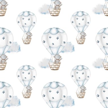 Bu hoş, pürüzsüz tasarım yumuşak renklere ve yıldız desenlerine sahip kaprisli sıcak hava balonları içerir, çeşitli sanatlar için mükemmeldir..