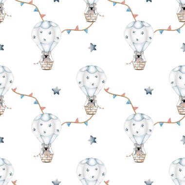 Bu tasarım büyüleyici balon desenlerini gösteriyor. Oyuncak elementlerle süslenmiş, kumaşlar ve ambalajlar için mükemmel..