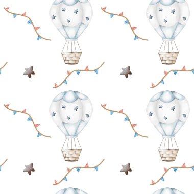 Bu desen, eğlenceli projelerde sarma veya tekstil kullanımı için mükemmel kaprisli sıcak hava balonları ve renkli çelenkleri içerir..