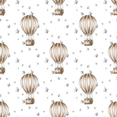 Lezzetli suluboya balonlar yıldızlar arasında kumaş ya da duvar kâğıdı tasarımları için mükemmel desenlerle yüzerler..